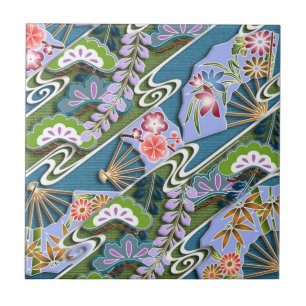 Flowers, plants and fans ceramic tile