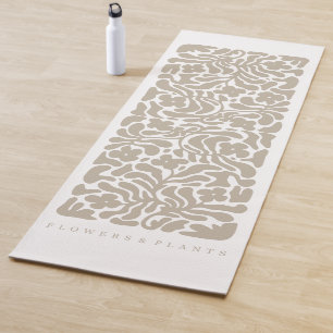 Flowers & Plants Beige Yoga Mat