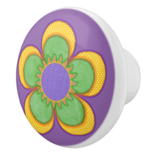 Flowers Polkadots Ceramic Knob