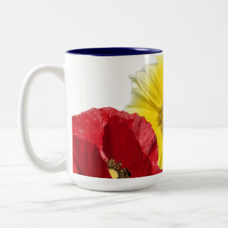 Flowers , poppy,  cornflower - blue red yellow Two-Tone coffee mug