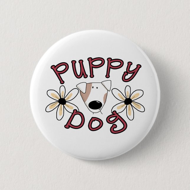 Flowers Puppy Dog 6 Cm Round Badge (Front)
