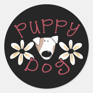 Flowers Puppy Dog T-shirts and Gifts Classic Round Sticker