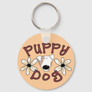 Flowers Puppy Dog T-shirts and Gifts Key Ring