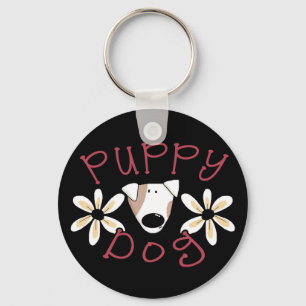 Flowers Puppy Dog T-shirts and Gifts Key Ring