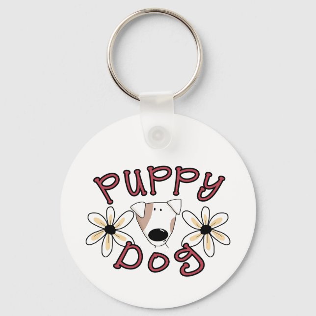 Flowers Puppy Dog T-shirts and Gifts Key Ring (Front)