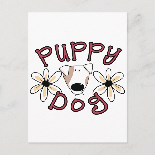 Flowers Puppy Dog T-shirts and Gifts Postcard (Front)
