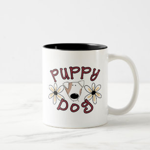 Flowers Puppy Dog T-shirts and Gifts Two-Tone Coffee Mug