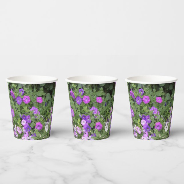 Flowers Purple Garden Petunia Floral Photo Cool Paper Cups (Multi)