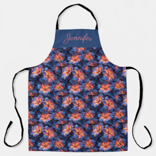 Flowers Purple Hibiscus Floral Apron