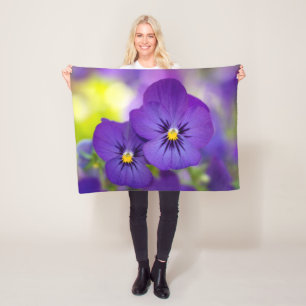 Flowers   Purple Pansies Fleece Blanket