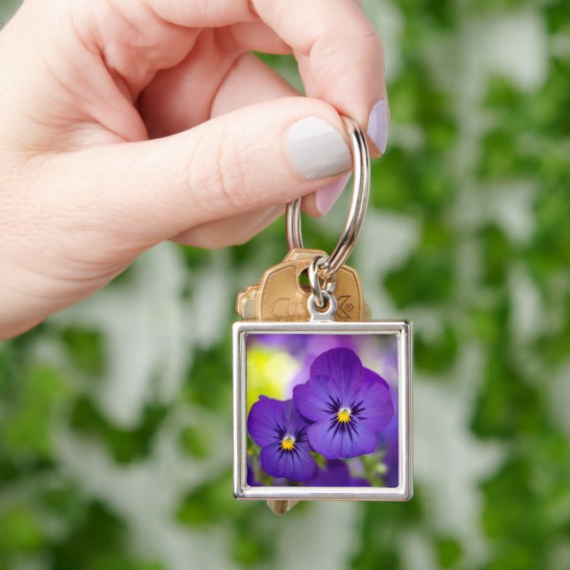 Flowers | Purple Pansies Key Ring (Hand)