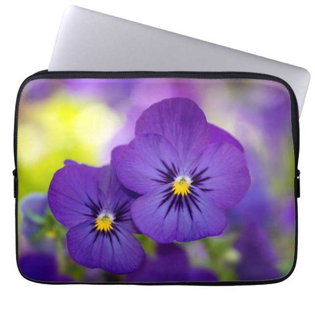 Flowers | Purple Pansies Laptop Sleeve (Front)