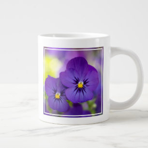 Flowers Purple Pansies Large Coffee Mug