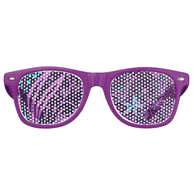 FLOWERS PURPLE PATTERN RETRO SUNGLASSES (Front)