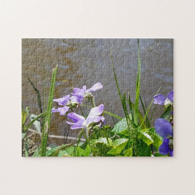 Flowers purple water river pond jigsaw puzzle (Horizontal)