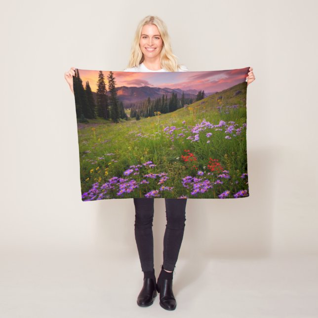 Flowers | Purple Wildflowers Colorado Fleece Blanket (In Situ)