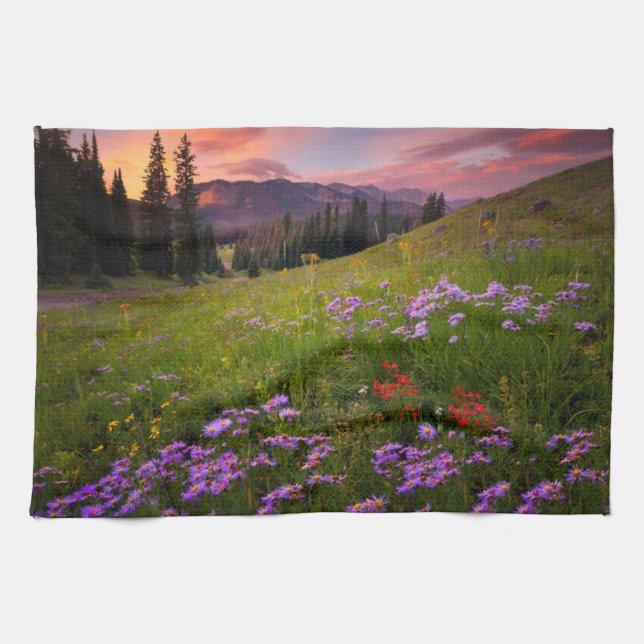 Flowers | Purple Wildflowers Colorado Tea Towel (Horizontal)