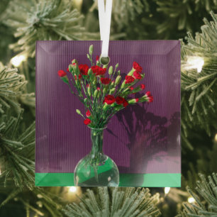 Flowers   Red Carantion Bouquet Glass Tree Decoration