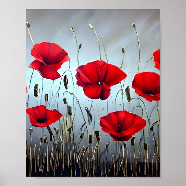 Flowers Red Poppies Art  Poster (Front)