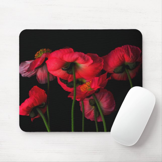 Flowers | Red Poppies Mouse Pad (With Mouse)
