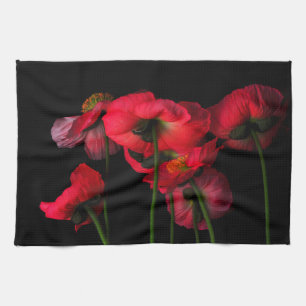 Flowers Red Poppies Tea Towel
