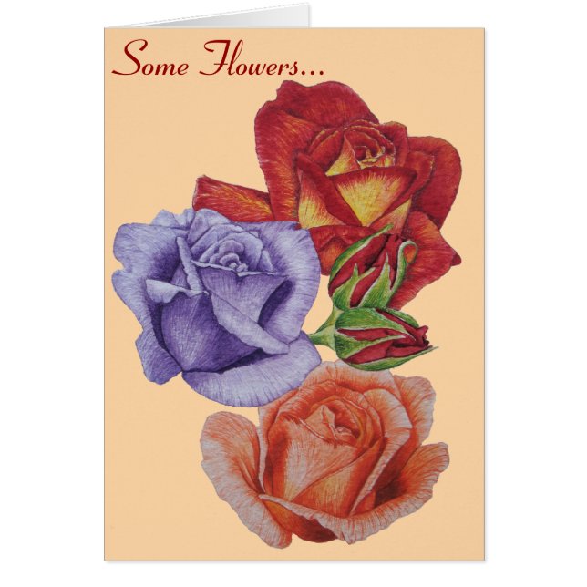 flowers red roses and rose buds floral (Front)