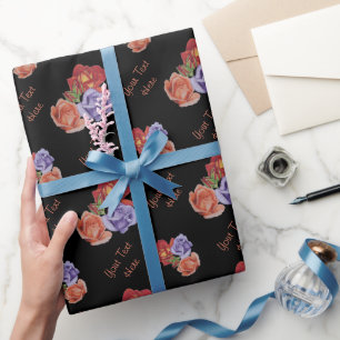 flowers red roses and rose buds floral art wrapping paper