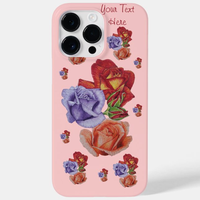 flowers red roses and rose buds floral  Case-Mate iPhone case (Back)