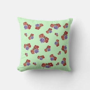 flowers red roses and rose buds floral cushion