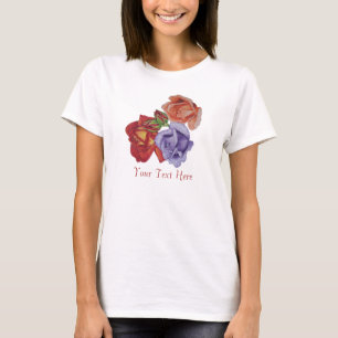 flowers red roses and rose buds floral T-Shirt