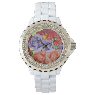 flowers red roses and rose buds floral watch