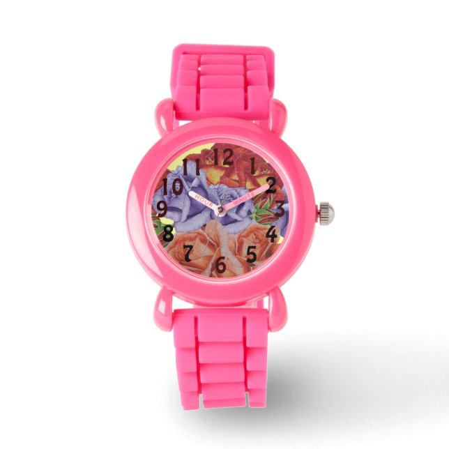 flowers red roses and rose buds floral watch (Front)