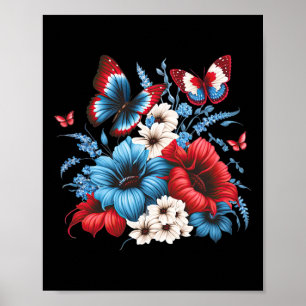 Flowers - Red White And Blue 4th Of July Patriotic Poster