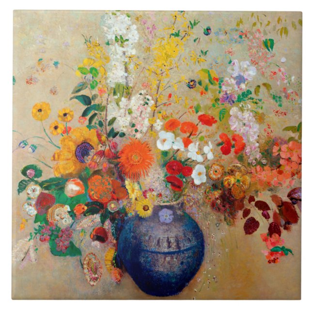 Flowers, Redon Ceramic Tile (Front)