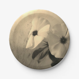 Flowers Retro Photo Custom Paper Plates 7 in