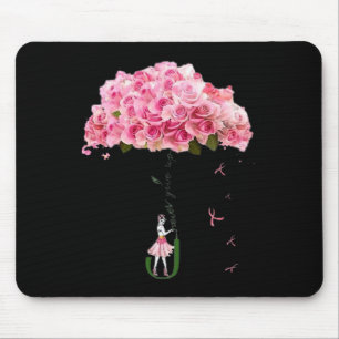 Flowers Ribbon Breast Cancer Awareness Fighter Wom Mouse Pad