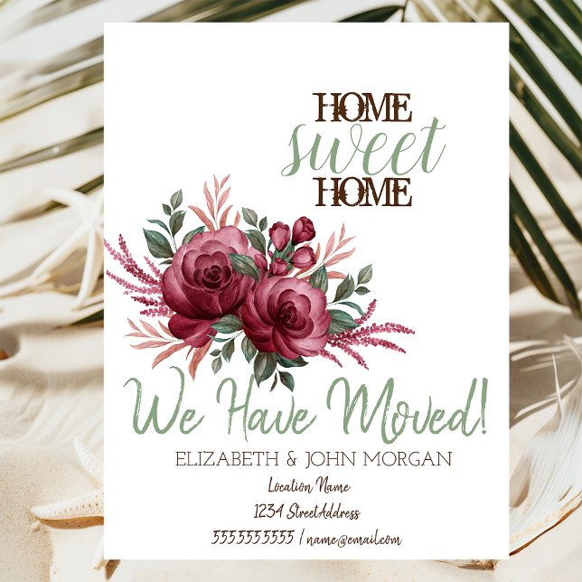 Flowers Roses Home Sweet Home Announcement Postcard (Creator Uploaded)