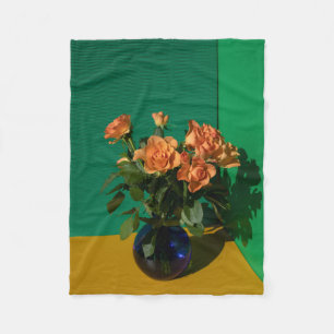 Flowers Roses in Vase Fleece Blanket