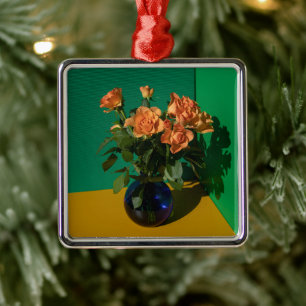 Flowers   Roses in Vase Metal Ornament