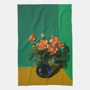 Flowers Roses in Vase Tea Towel
