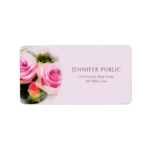 Flowers Roses Modern Design Floral Art Address Label