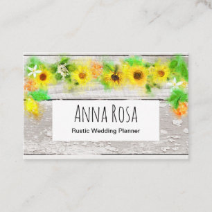 Flowers Rustic Vintage Old Wood Sunflowers Lemons Business Card