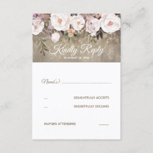 Flowers Rustic Wedding RSVP Card