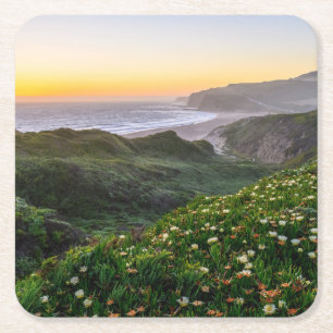 Flowers   Santa Cruz California Square Paper Coaster