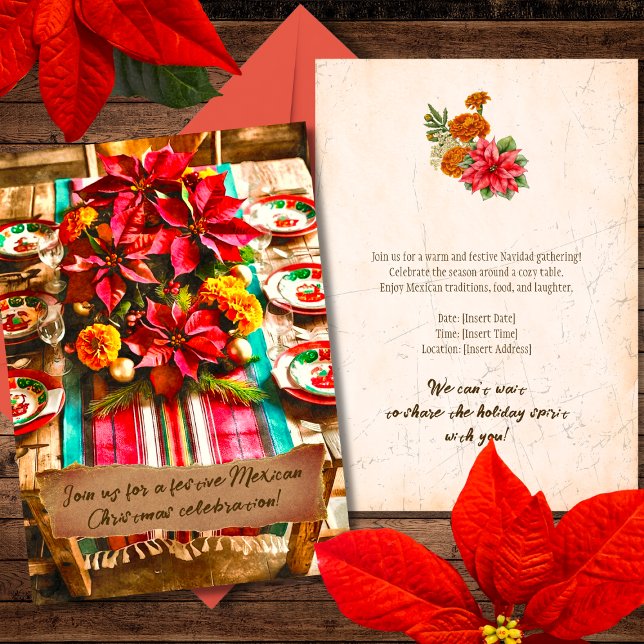 Flowers & Sarape Mexican Christmas Celebration Invitation (Creator Uploaded)