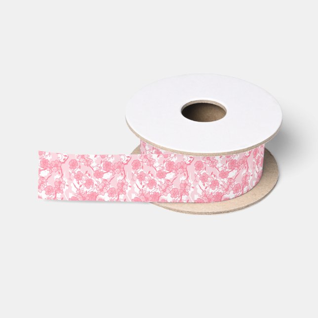 flowers satin ribbon (Spool)