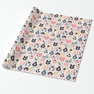 Flowers Scandinavian Style Pattern Wrapping Paper