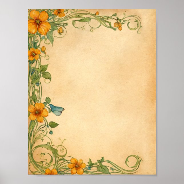 Flowers Scrapbook & Junk Journal Supplies Download Poster (Front)
