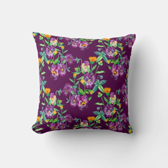 Flowers seamless pattern background. Abstract coll Cushion (Front)