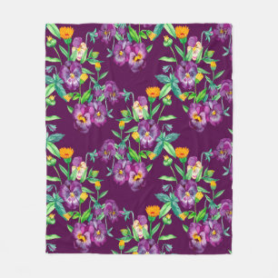 Flowers seamless pattern background. Abstract coll Fleece Blanket